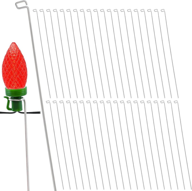 Wenfan 12 Inch Upgraded Metal Christmas Light Stakes 40 Pcs Christmas Yard Lights Stakes Universal Lawn Holiday Light Stake for C7 C9 String Lights Ground Stakes for Xmas Lights on Garden Driveway Pathway - Image 1